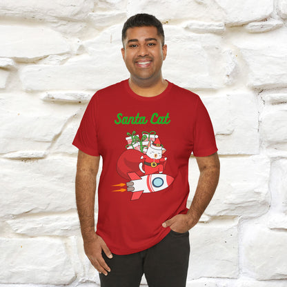 Santa Cat Christmas T-Shirt | Cat Lover Holiday Tee for Men & Women – 100% Cotton* | Meowy Christmas Collection