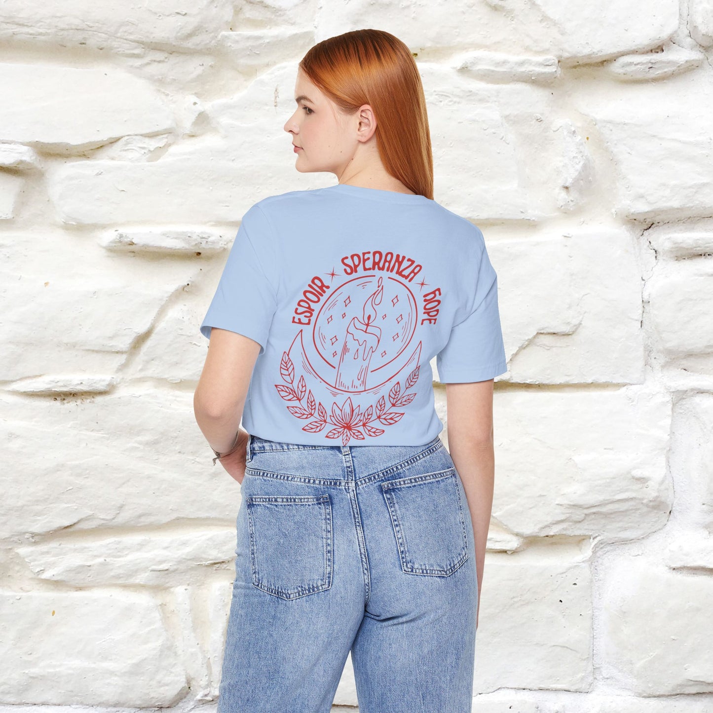 "Espoir Speranza Hope'' Cat T-Shirt Front and Back Design | Nunu&Miao Studio
