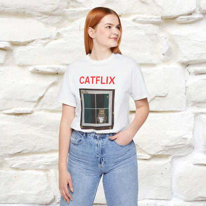 "Catflix" Cat T-shirt for Men & Women| 100% Cotton 🐾