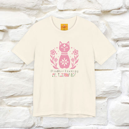 "Positive Energy'' Cat T-Shirt Front and Back Design | Nunu&Miao Studio
