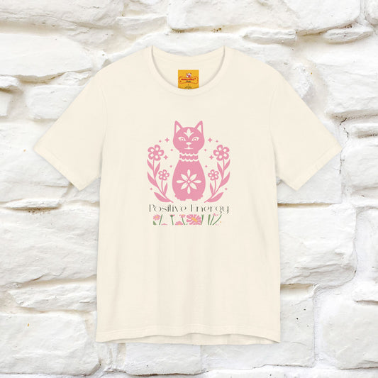 "Positive Energy'' Cat T-Shirt Front and Back Design | Nunu&Miao Studio