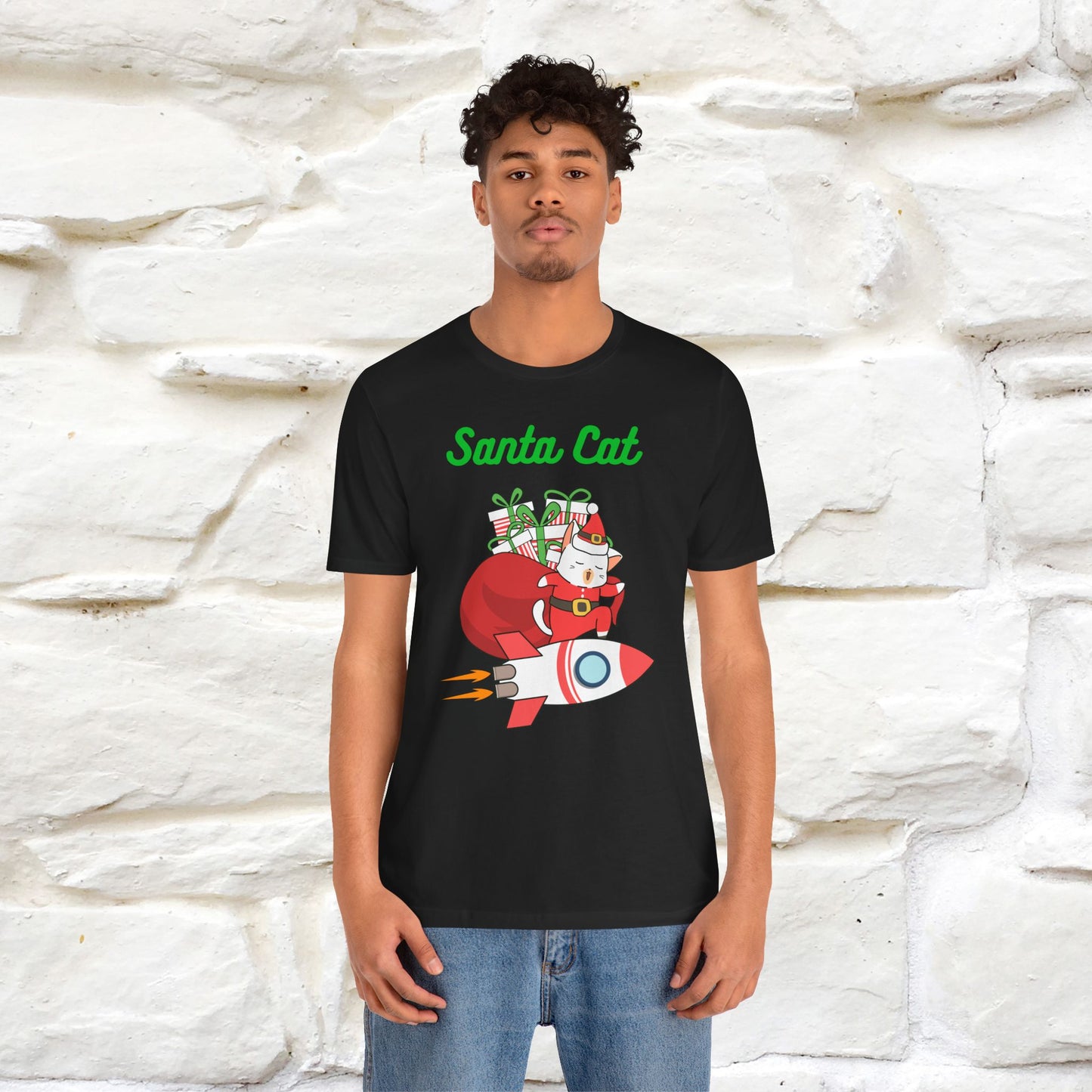 Santa Cat Christmas T-Shirt | Cat Lover Holiday Tee for Men & Women – 100% Cotton* | Meowy Christmas Collection