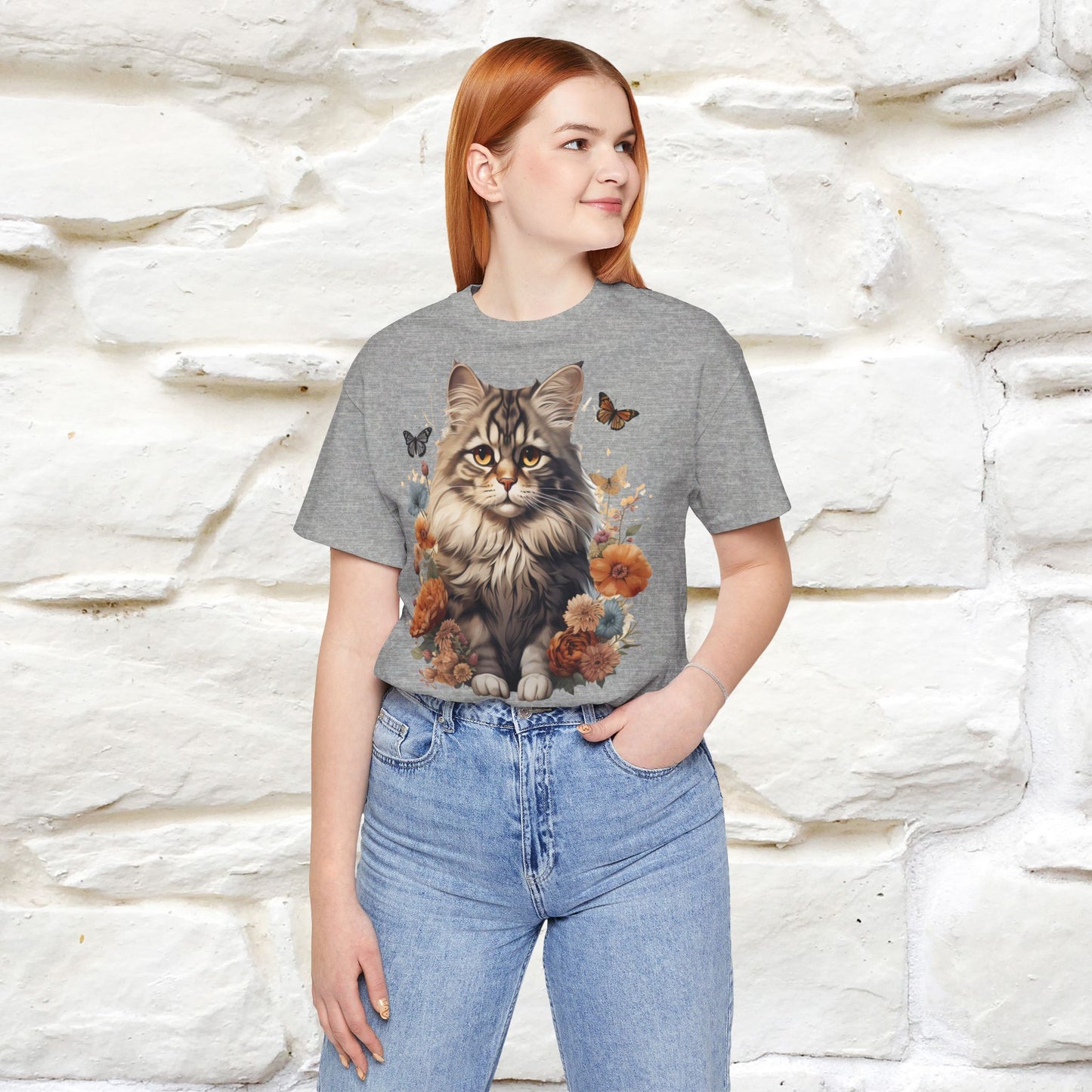 ''Floral Feline Fantasy'' Cat T-shirt for Women 100% Cotton*