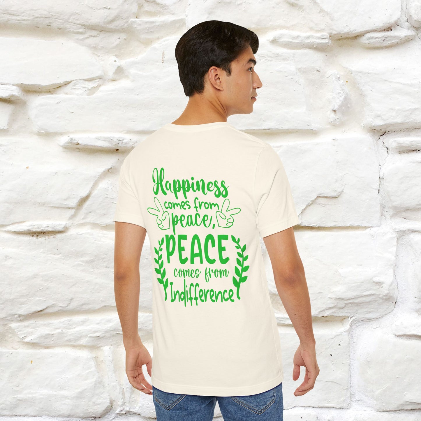 "Happiness Comes From Peace, Peace Comes From Indifference" Cat T-Shirt| Front & Back Design | Nunu&Miao Studio