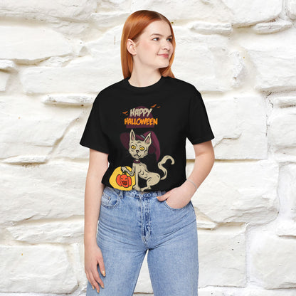 ''Happy Halloween Cat Witch '' Unisex T-shirt 100% Cotton*