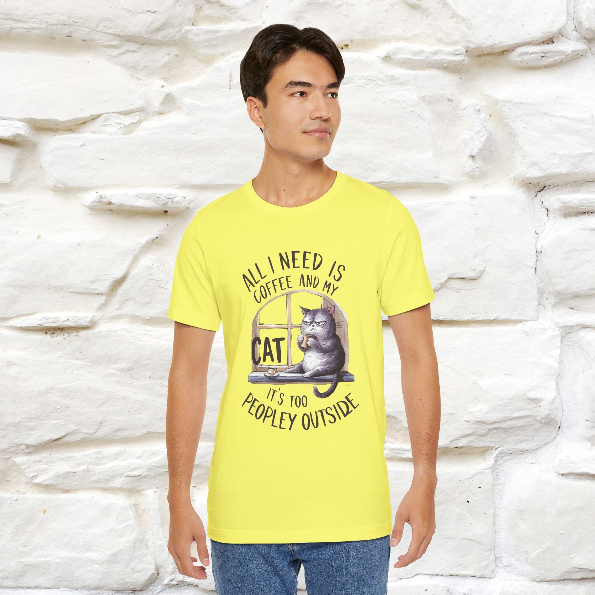 ''All I Need Is Coffee and My Cat, It's Too Peopley Outside''| Cat T-Shirt | Nunu&Miao Studio - Nunu&Miao Studio