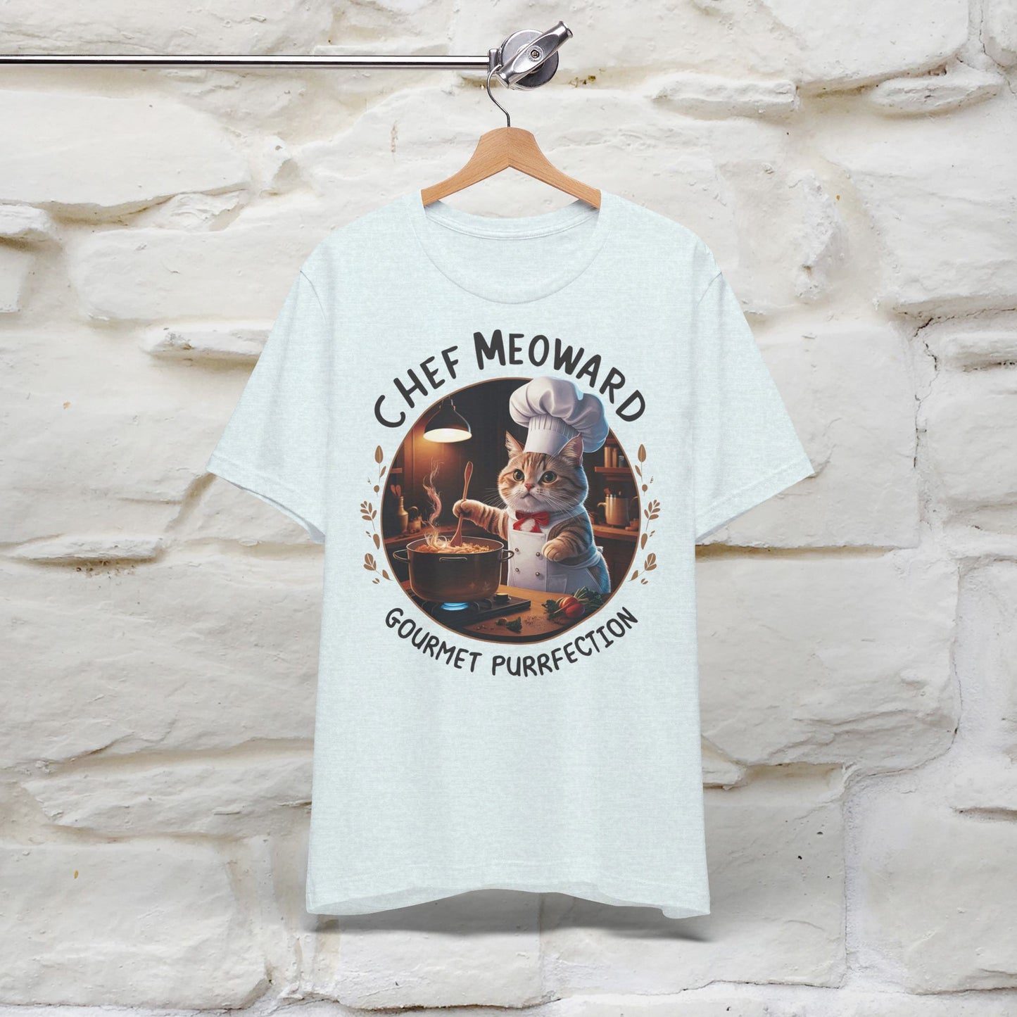 ''Chef Meoward Gourmet Purrfection'' Cat T-shirt for Man 100% Cotton. - Nunu&Miao Studio