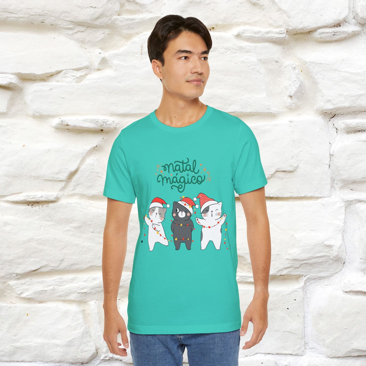"Natal Magico" Cat T-shirt  |Nunu&Miao Studio - Nunu&Miao Studio