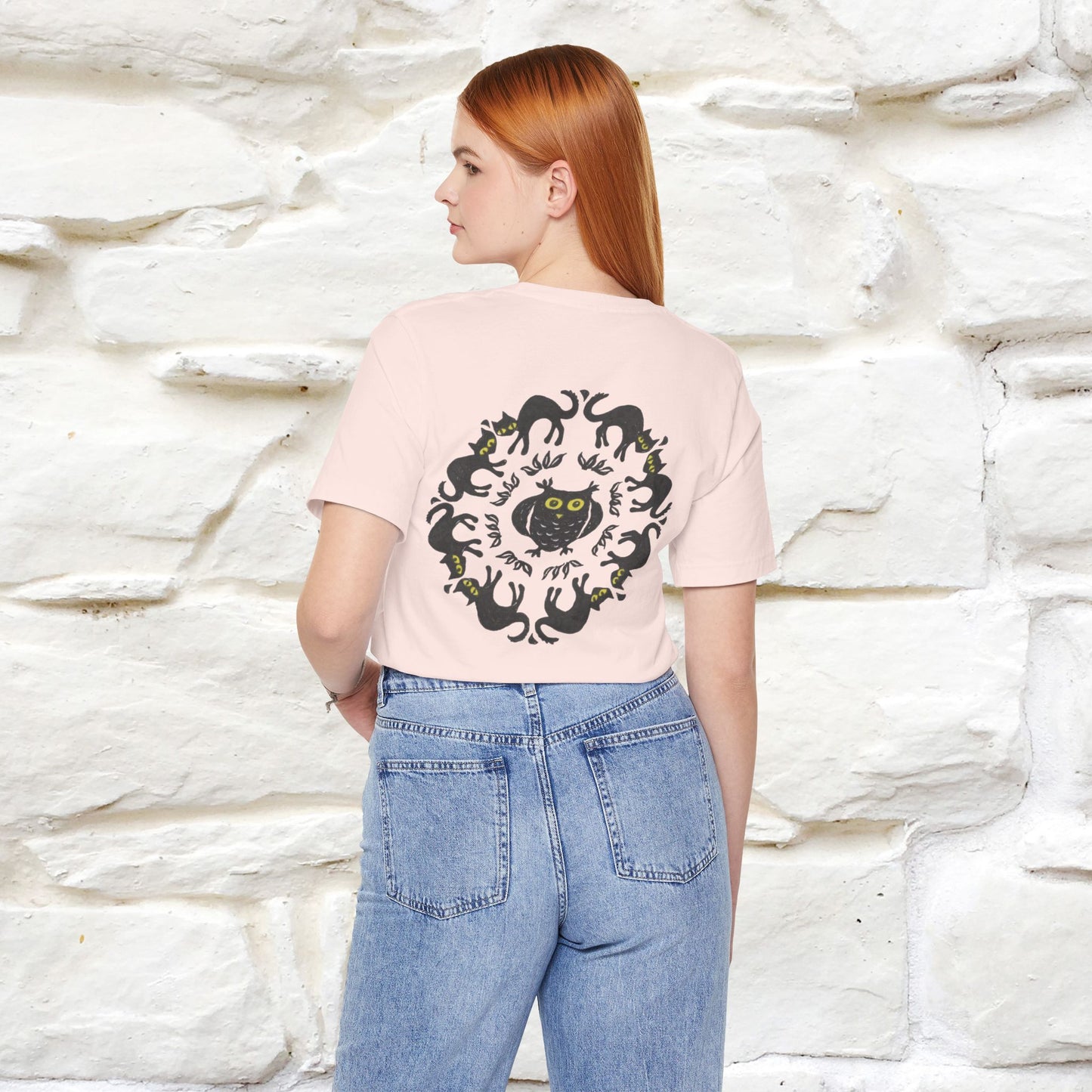 ''Black Cat Circle'' Cat T-Shirt Front and Back Design | Nunu&Miao Studio