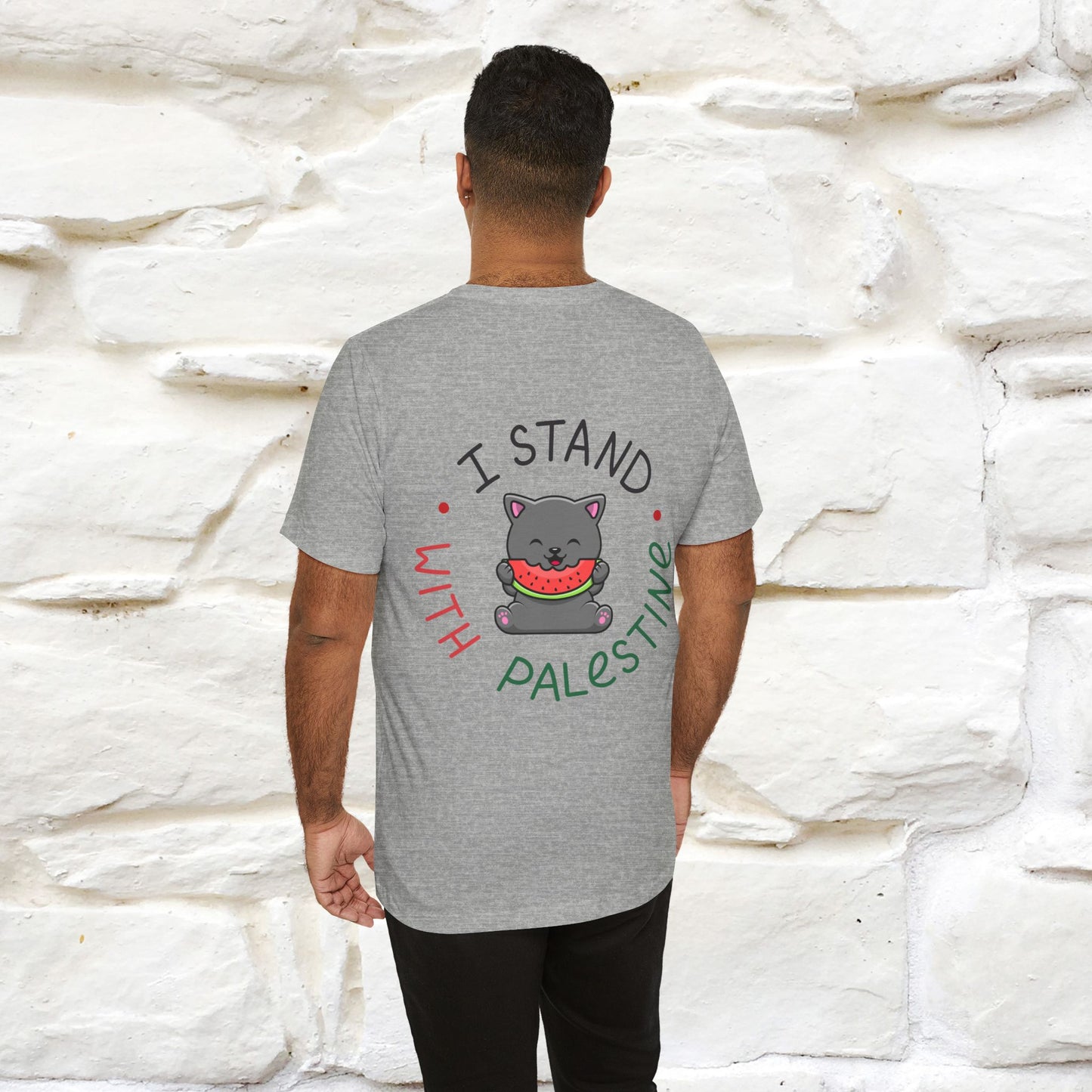 "I Stand With Palestine" Cat T-shirt for Men & Women | Front & Back Design | 100% Cotton*