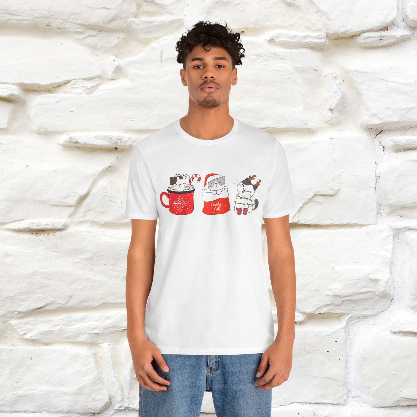 Sweet Cute Christmas Cat T-Shirt | Adorable Holiday Cat Shirt for Men & Women | 100% Cotton*