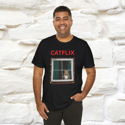 "Catflix" Cat T-shirt for Men & Women| 100% Cotton 🐾