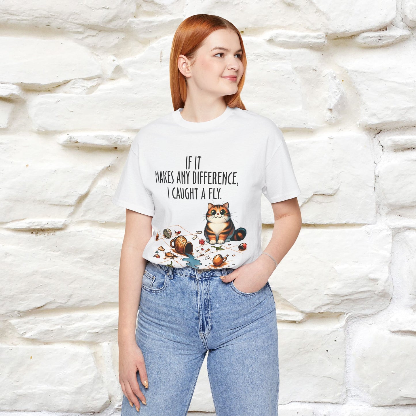 "If It Makes Any Difference, I Caught A Fly" Funny Cat T-Shirt for Men & Women | 100% Cotton* 🐾