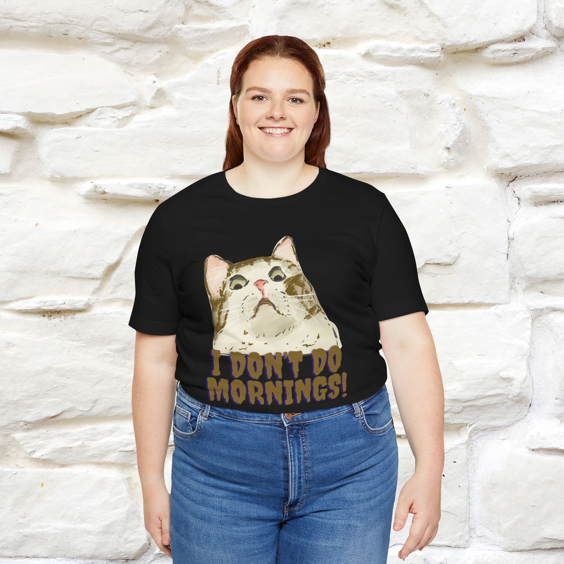 ''I Don't Do Mornings''  Cat T-shirt | Cat T-Shirt | Nunu&Miao Studio - Nunu&Miao Studio