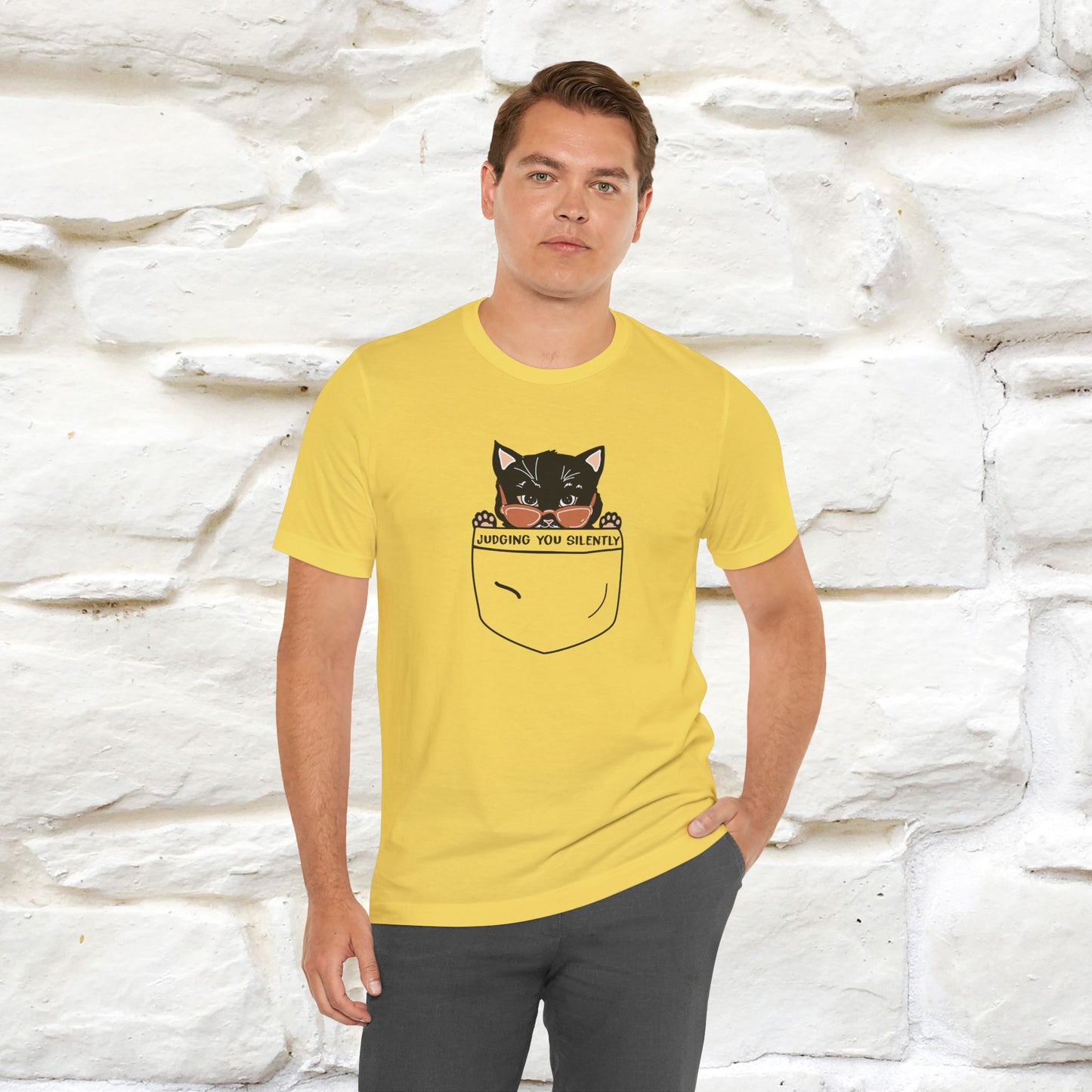 ''Judging You Silently'' | Cat T-Shirt for Men | Nunu&Miao Studio