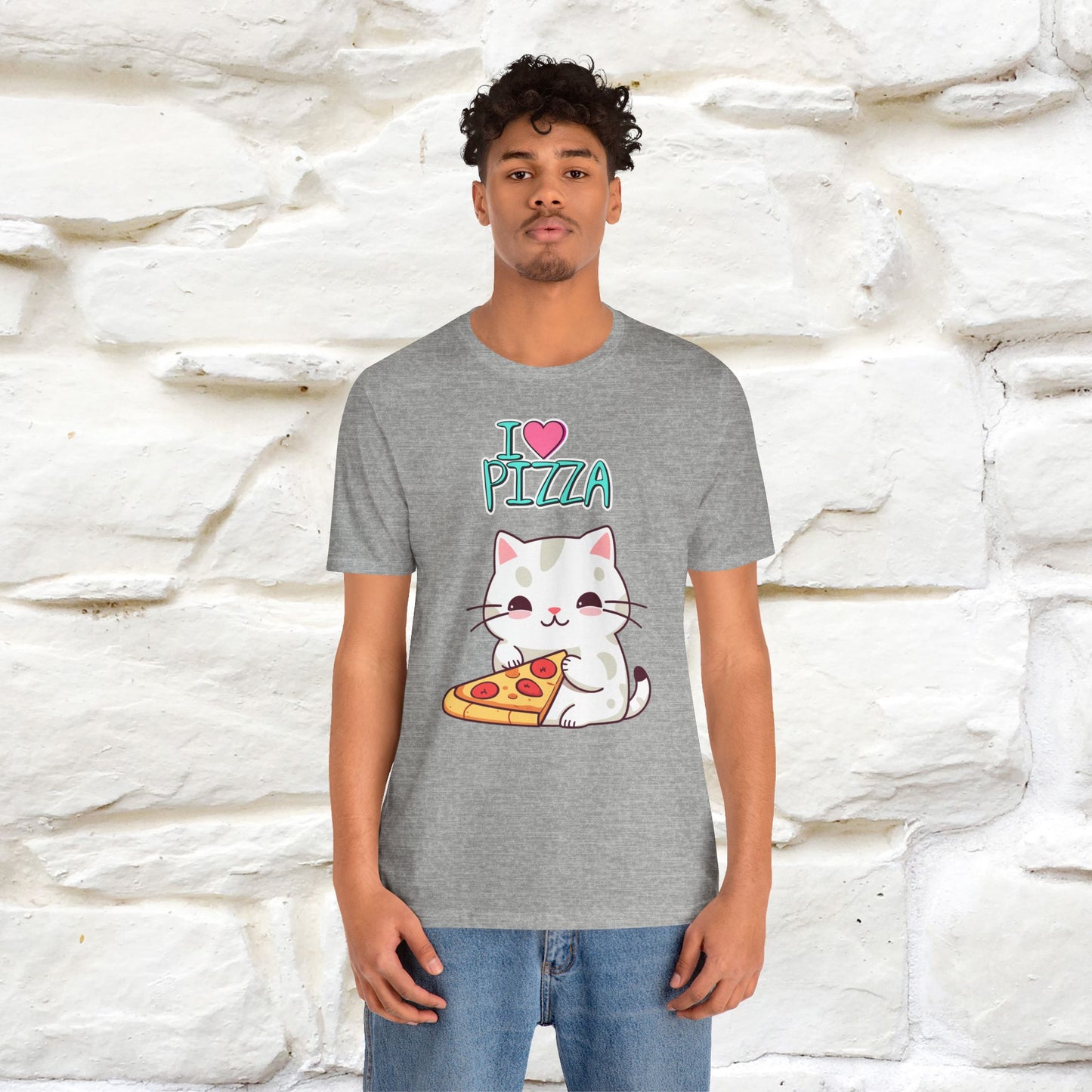 "I Love Pizza" Cat T-shirt for Men & Women | 100% Cotton*