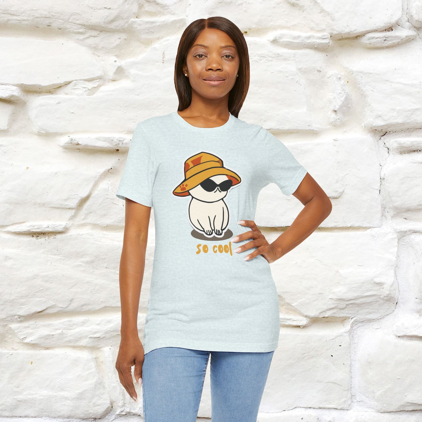 "So Cool" Cat T-Shirt for Men and Women | 100% Cotton* | Trendy Cat Apparel for Cat Lovers