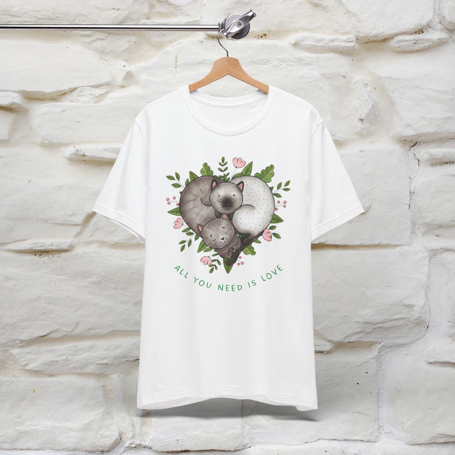 "All You Need Is Love" Cat T-Shirt | 100% Cotton* | Adorable Cat Apparel for Men & Women