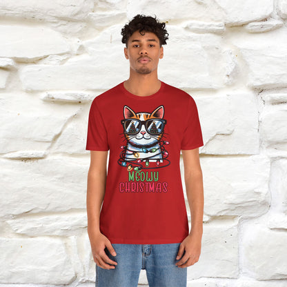 Meowy Christmas T-Shirt | Festive Cat Christmas Shirt for Men & Women | 100% Cotton