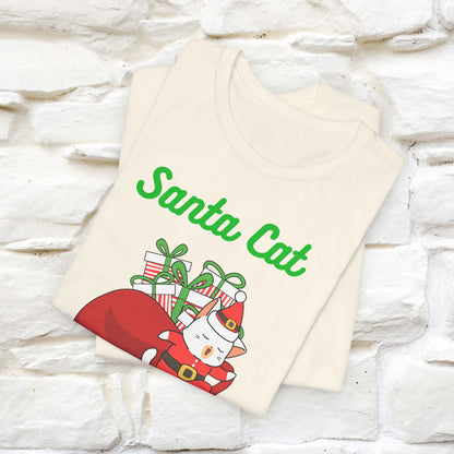 Santa Cat Christmas T-Shirt | Cat Lover Holiday Tee for Men & Women – 100% Cotton* | Meowy Christmas Collection