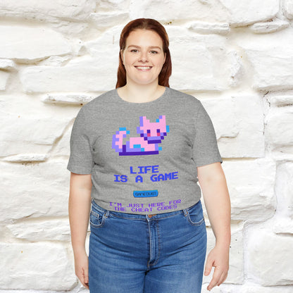 "Life Is A Game, I Am Just Here Fo The Cheat Code" Funny Cat T-Shirt for Men & Women | 100% Cotton*