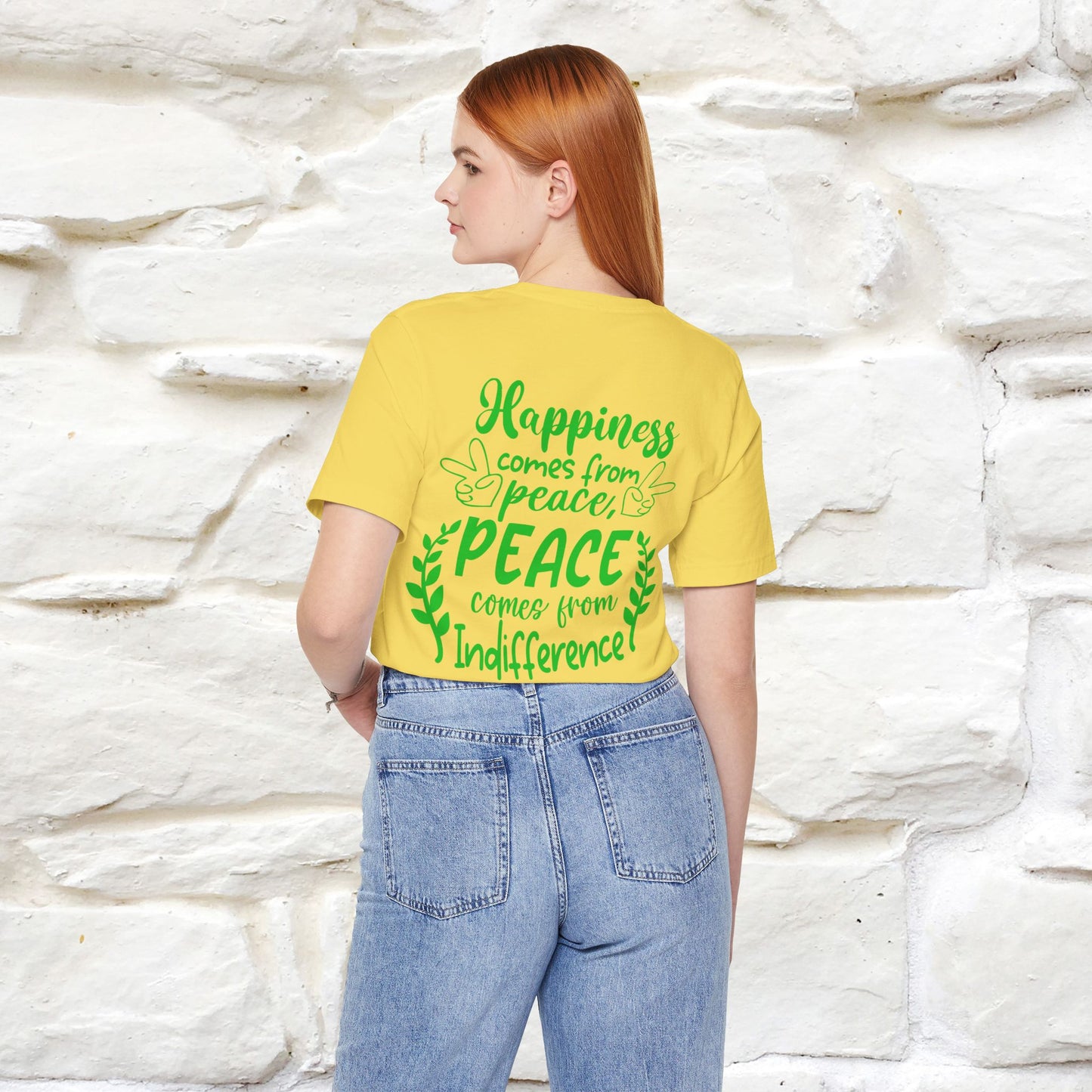 "Happiness Comes From Peace, Peace Comes From Indifference" Cat T-Shirt| Front & Back Design | Nunu&Miao Studio