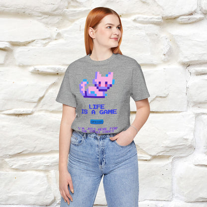 "Life Is A Game, I Am Just Here Fo The Cheat Code" Funny Cat T-Shirt for Men & Women | 100% Cotton*