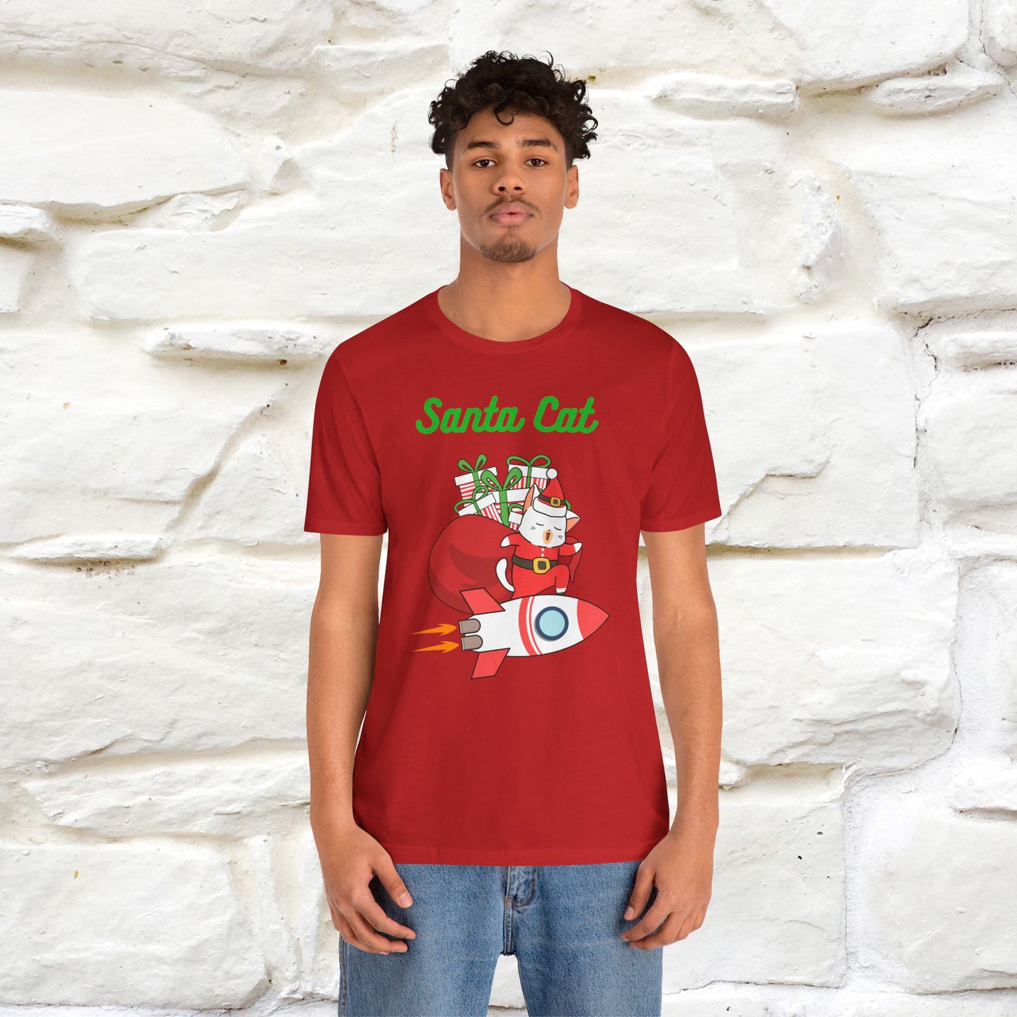 Santa Cat Christmas T-Shirt | Cat Lover Holiday Tee for Men & Women – 100% Cotton* | Meowy Christmas Collection