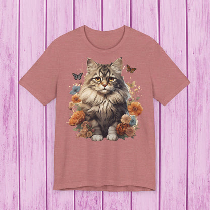 ''Floral Feline Fantasy'' Cat T-shirt for Women 100% Cotton*