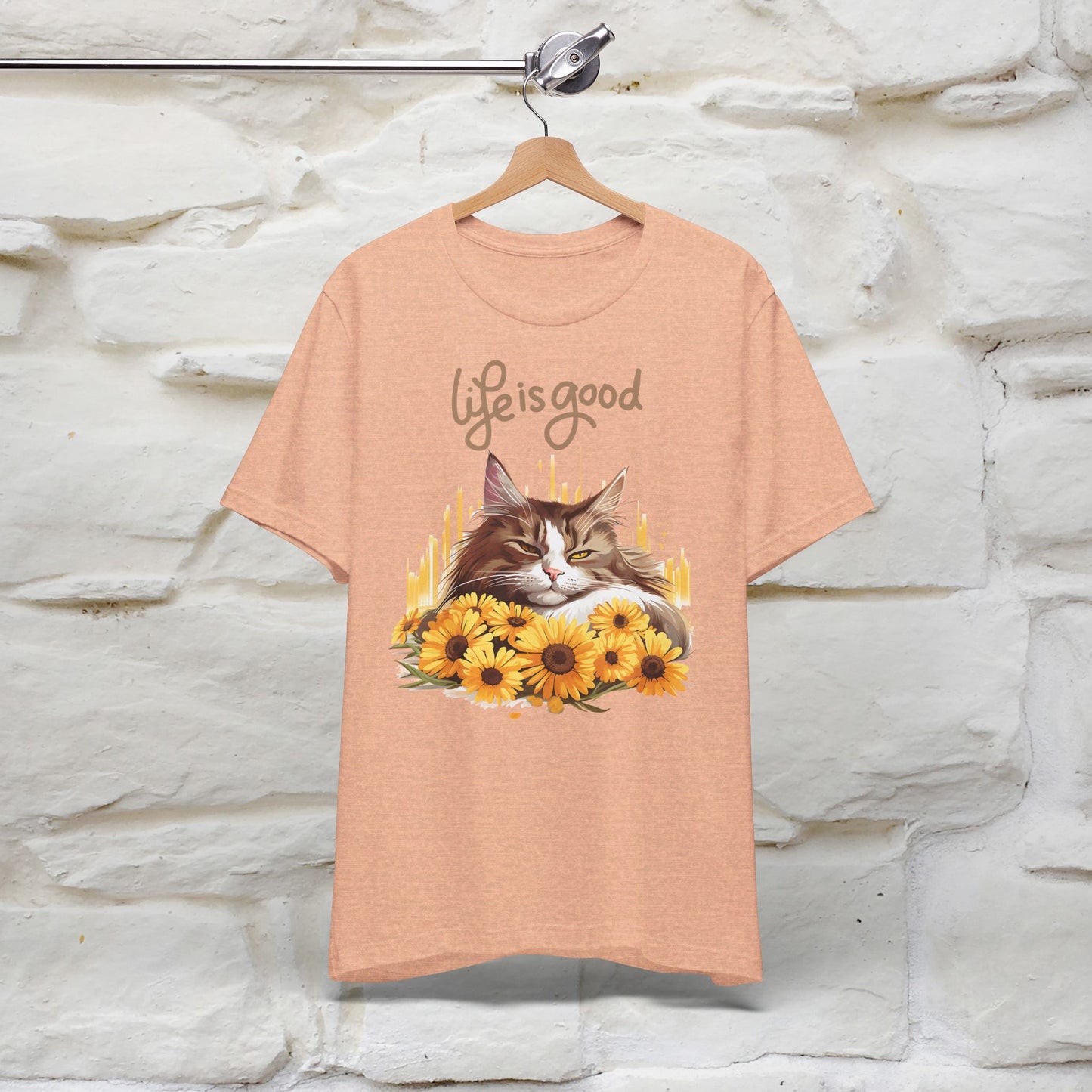 ''Life Is Good'' Cat T-shirt for Women 100% Cotton* - Nunu&Miao Studio