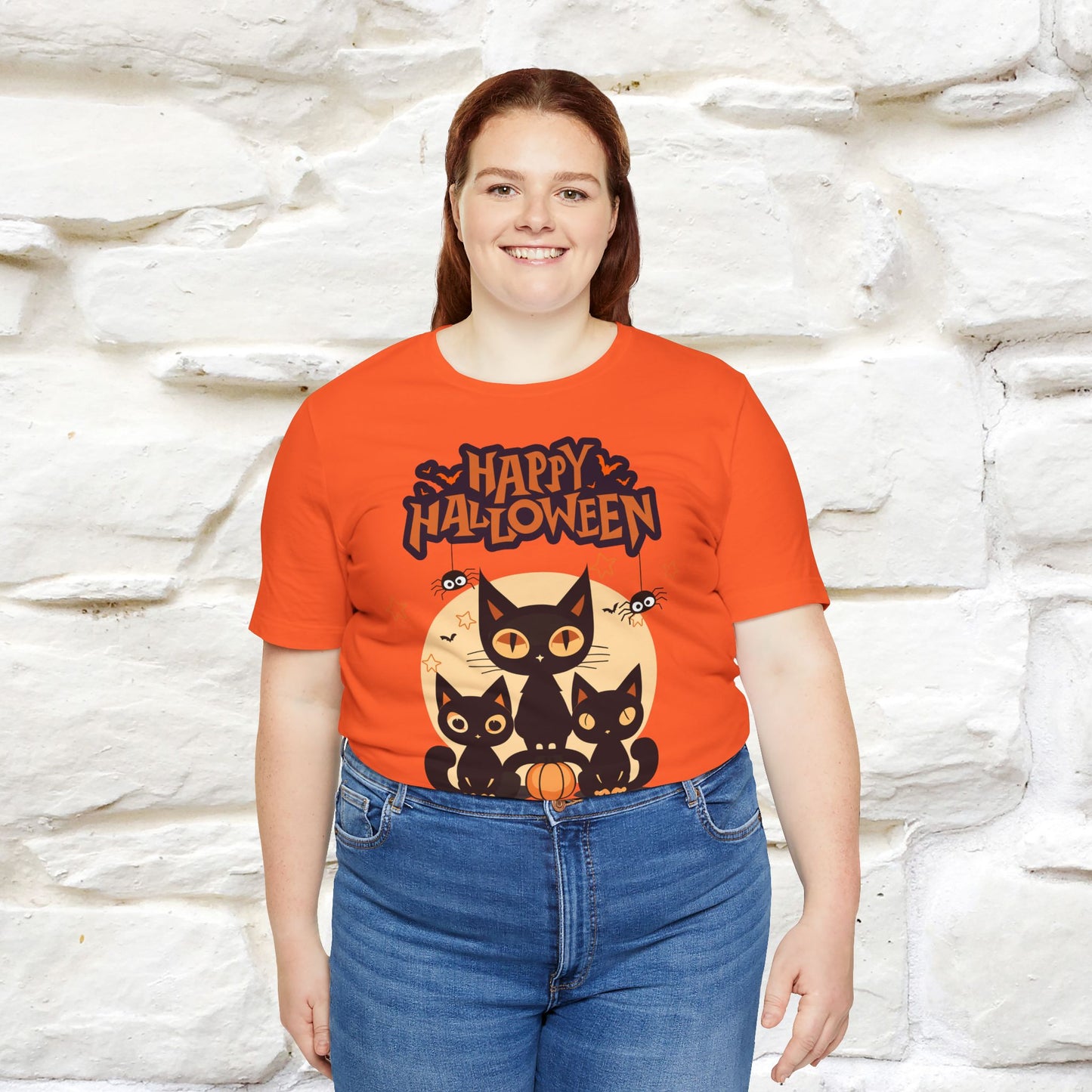 ''Black Cats Happy Halloween'' Unisex T-shirt 100% Cotton*