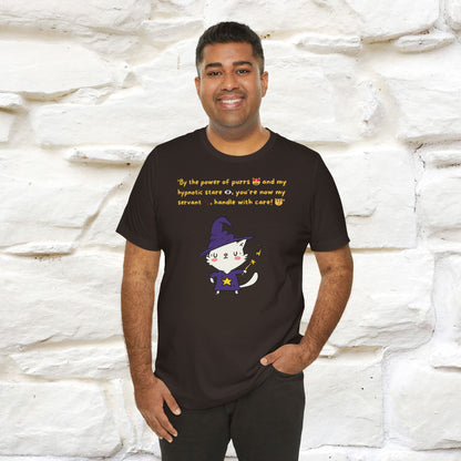 "By the Power of Purrs and My Hypnotic Stare" Halloween Cat Spell T-Shirt for Men & Women | 100% Cotton*