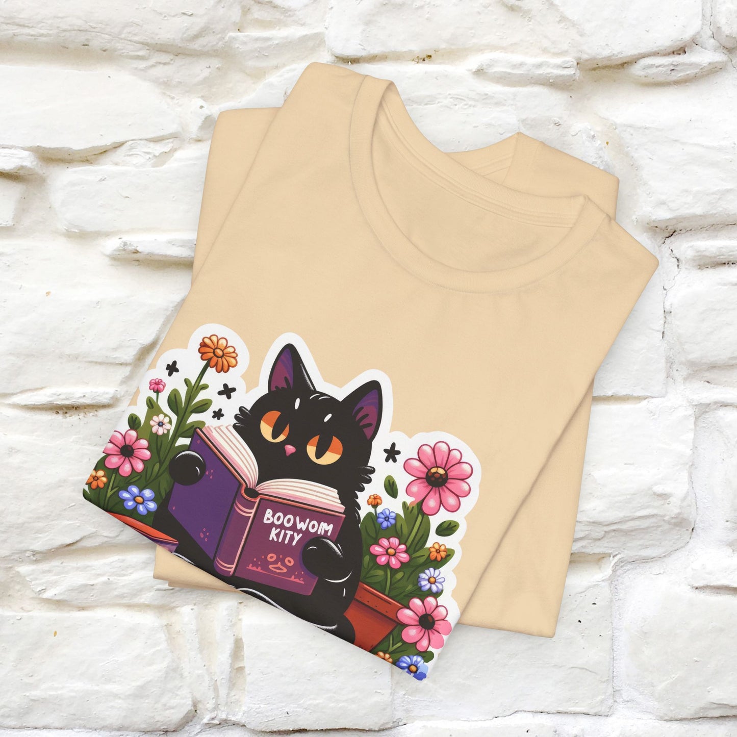 "Bookworm Kitty" Cat T-Shirt for Women | 100% Cotton* | Book Lover Tee