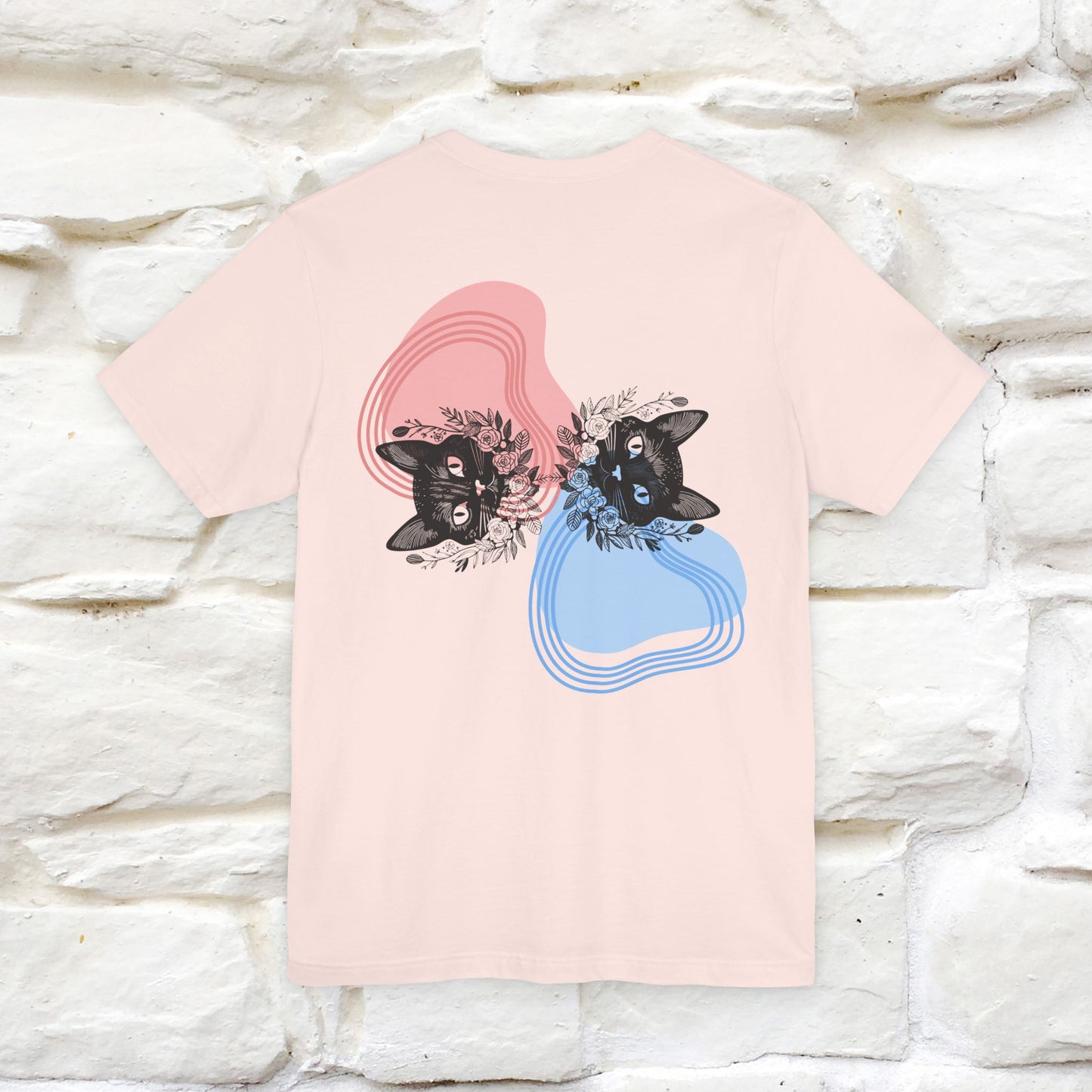 ''Pink and Blu'' Cat T-Shirt Front and Back Design | Nunu&Miao Studio