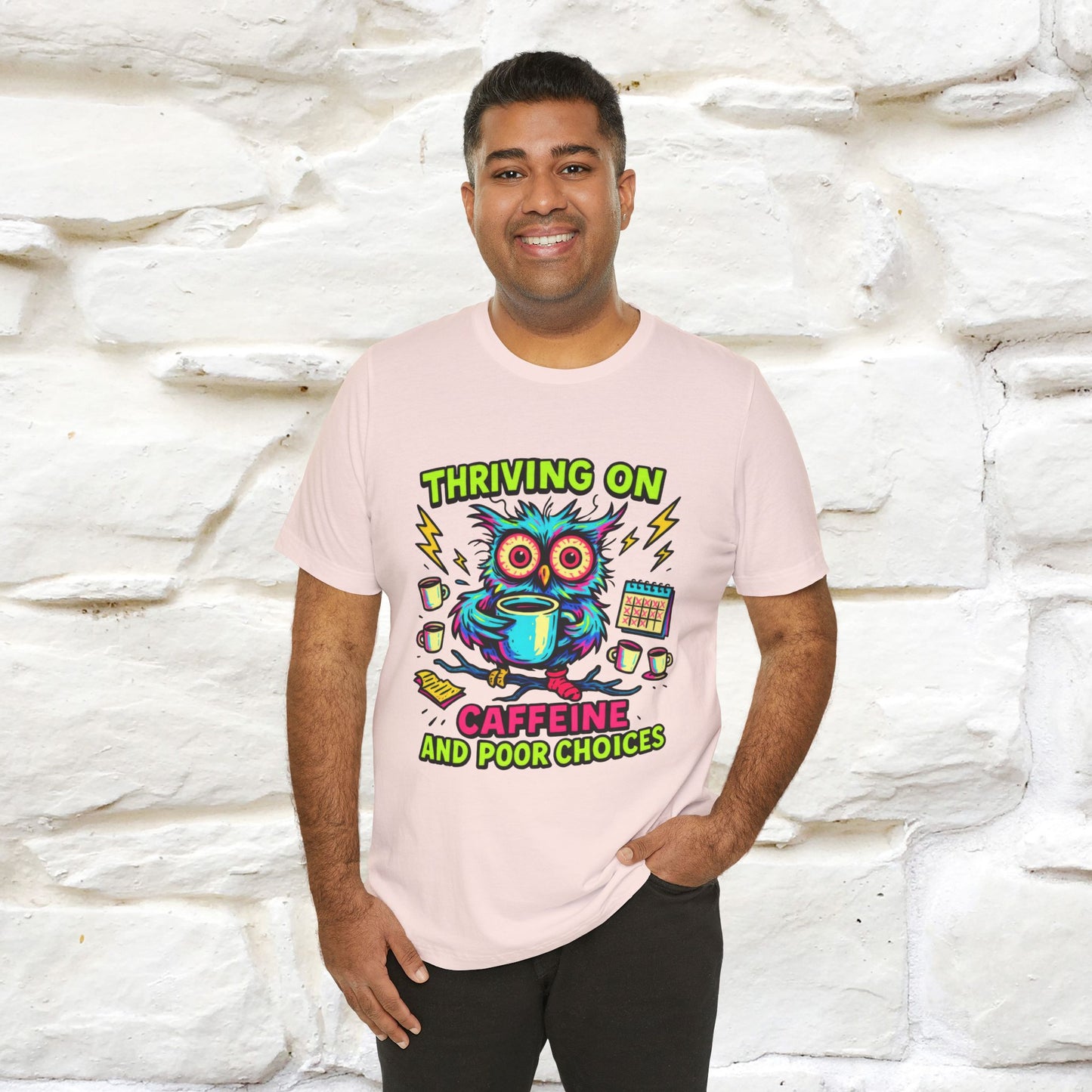 ''Thriving On Caffeine And Poor Choices''|  Sarcastic Cat T-Shirt | Nunu&Miao Studio
