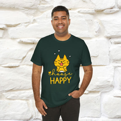 "Choose Happy" Cat T-Shirt for Men & Women | 100% Cotton* | Positive Tee 🐾