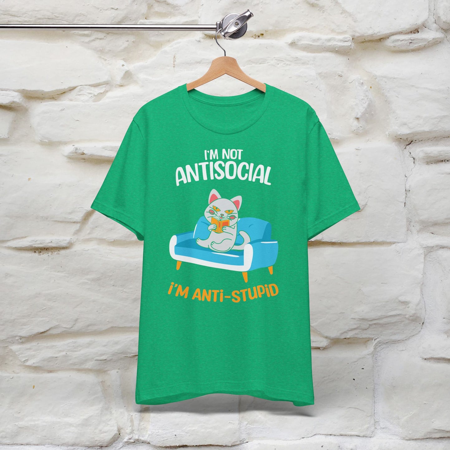 "I Am Not Antisocial, I’m Antistupid" Cat T-shirt for Men & Women | 100% Cotton* 🐾 | Funny Cat Lover Tee