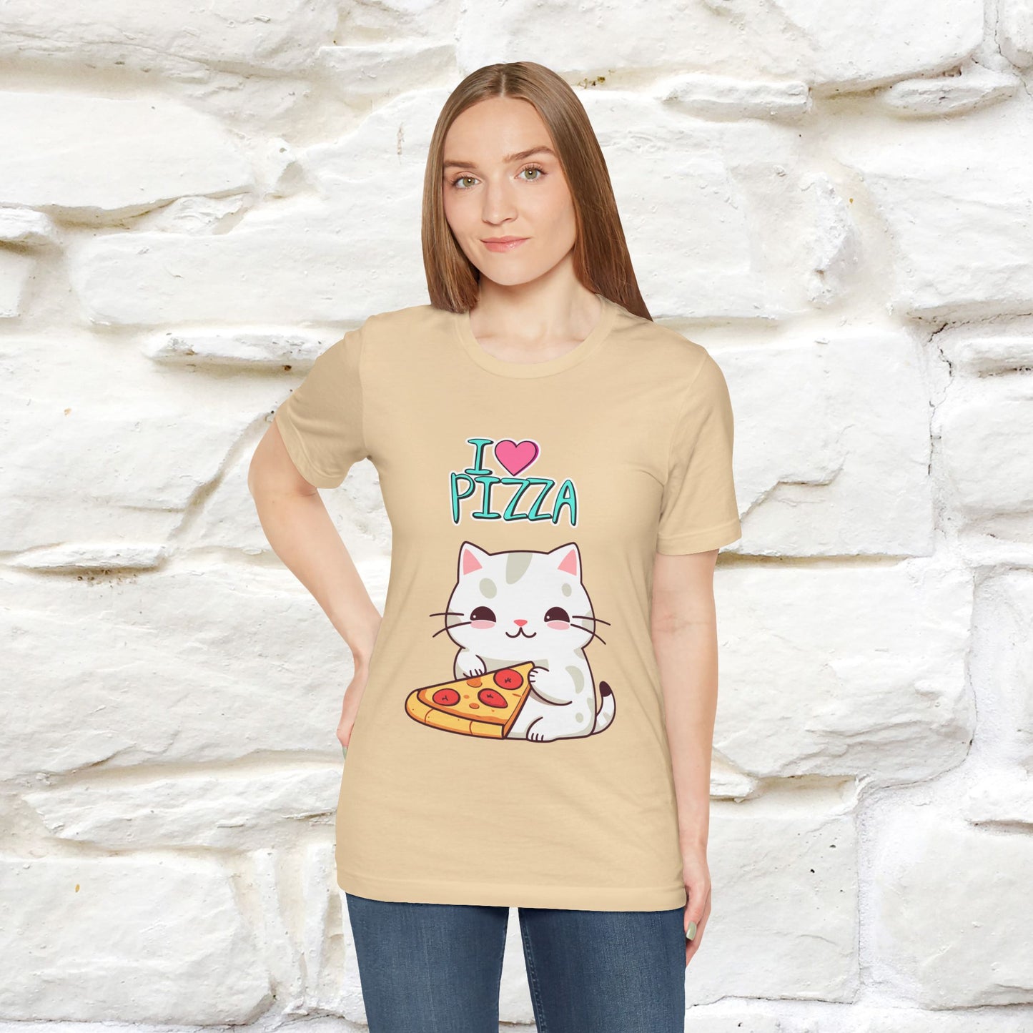 "I Love Pizza" Cat T-shirt for Men & Women | 100% Cotton*