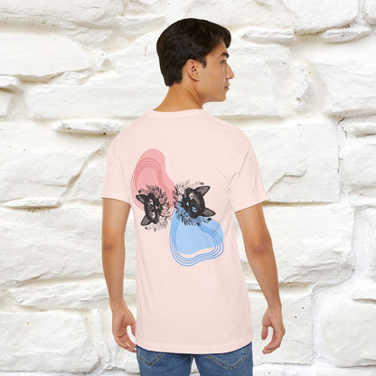 ''Pink and Blu'' Cat T-Shirt Front and Back Design | Nunu&Miao Studio