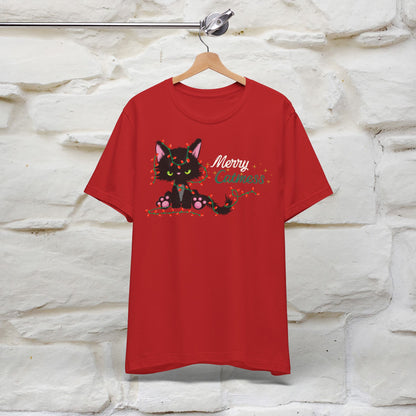 Merry Catmess Cat T-Shirt | Funny Christmas Cat Shirt for Men & Women | 100% Cotton