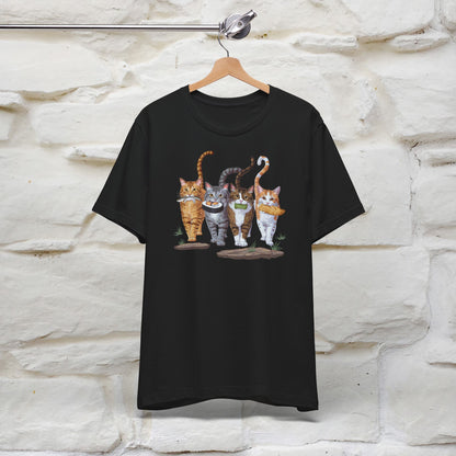 Four Cats' Feast: Feline Food Frenzy T-Shirt for Men & Women | 100% Cotton*