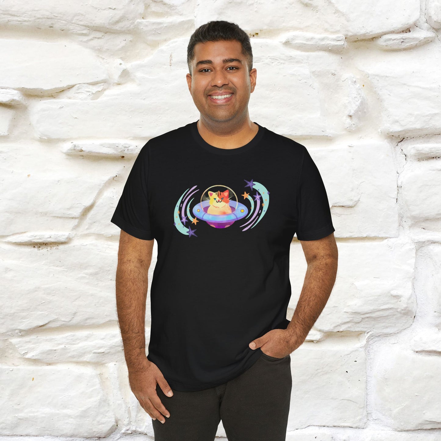 "Stay Positive'' Cat T-Shirt | Front & Back Design | Nunu&Miao Studio