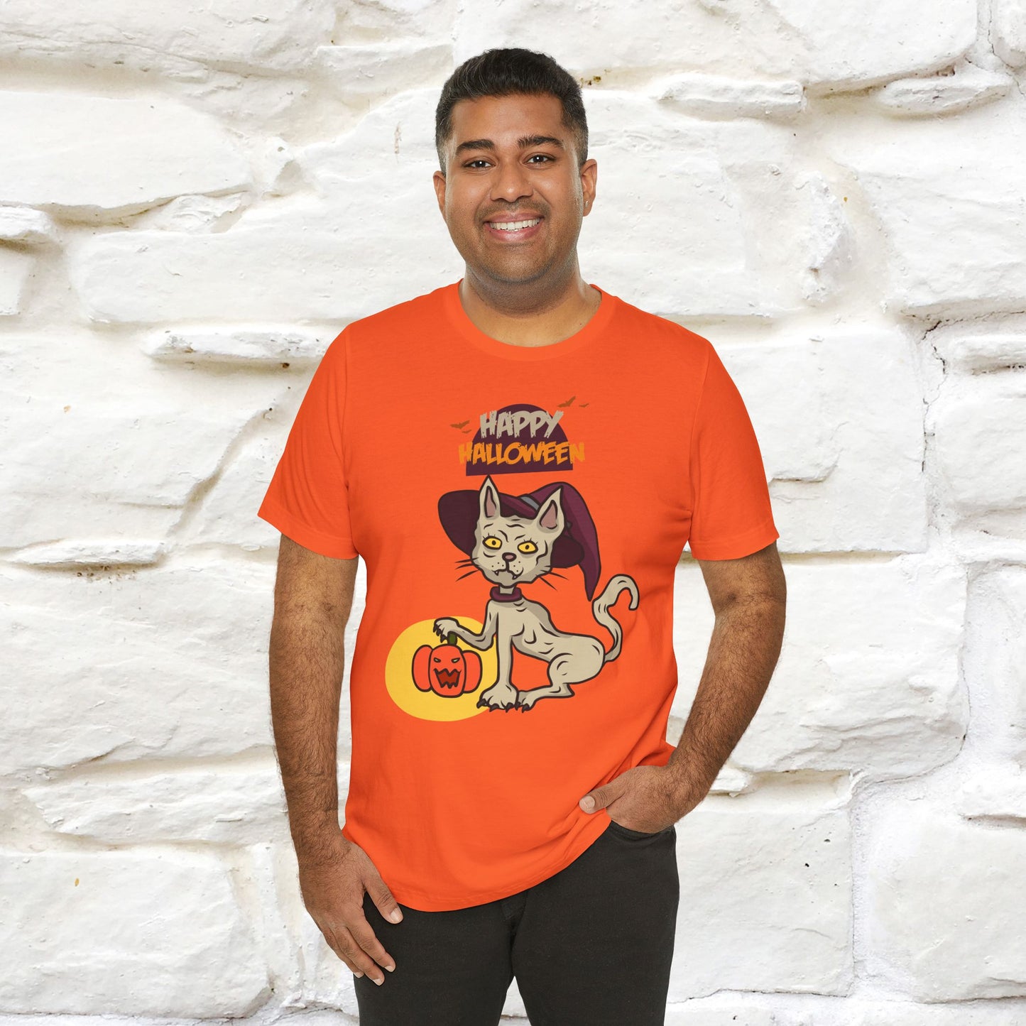 ''Happy Halloween Cat Witch '' Unisex T-shirt 100% Cotton*