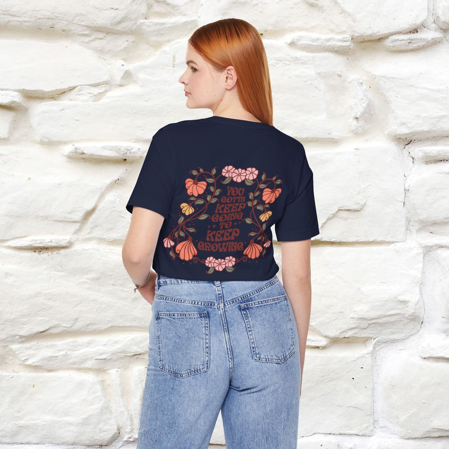 ''You Gotta Keep Going To Keep Growing" Cat T-Shirt| Front & Back Design | Nunu&Miao Studio - Nunu&Miao Studio