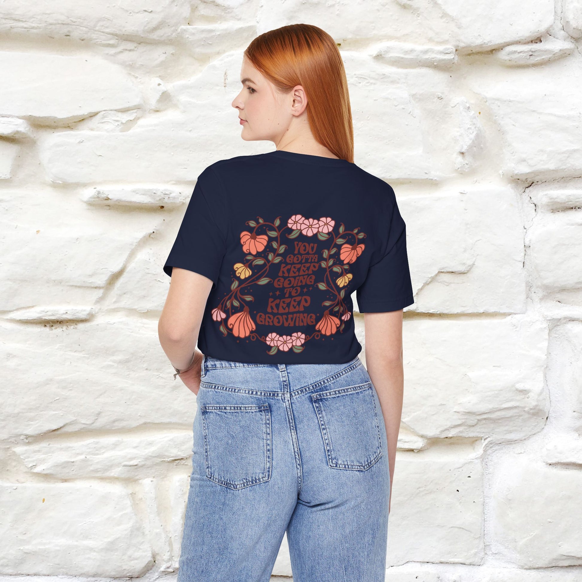 ''You Gotta Keep Going To Keep Growing" Cat T-Shirt| Front & Back Design | Nunu&Miao Studio - Nunu&Miao Studio