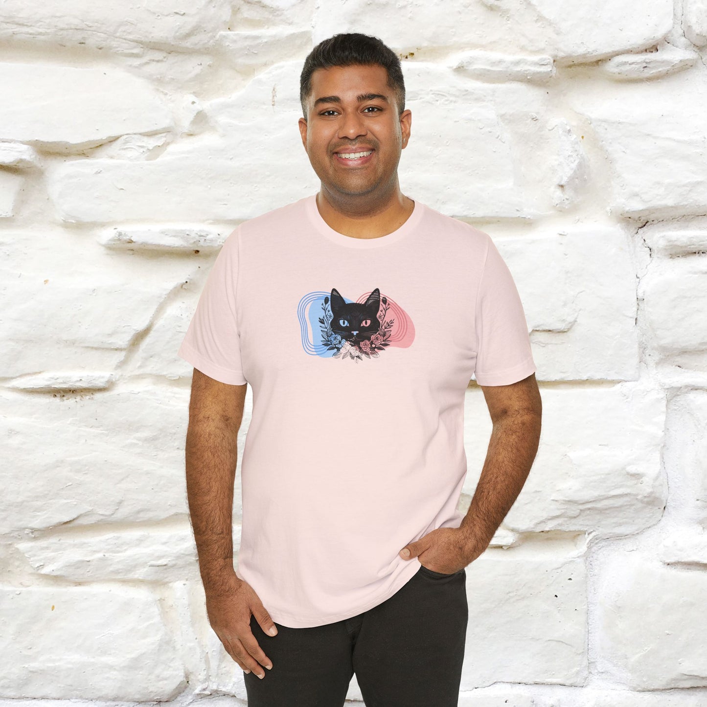 ''Pink and Blu'' Cat T-Shirt Front and Back Design | Nunu&Miao Studio