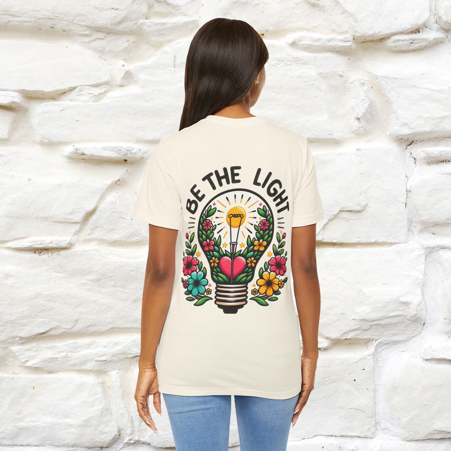 "Be The Light" Cat T-shirt for Men & Women | 100% Cotton* | Cat Lover Tee | Front & Back Design