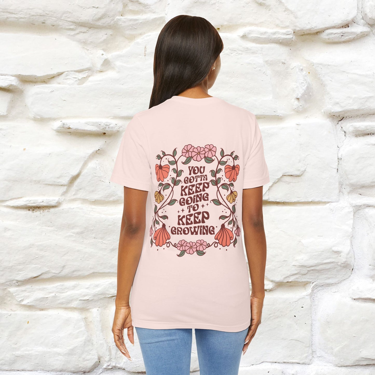 ''You Gotta Keep Going To Keep Growing" Cat T-Shirt| Front & Back Design | Nunu&Miao Studio - Nunu&Miao Studio