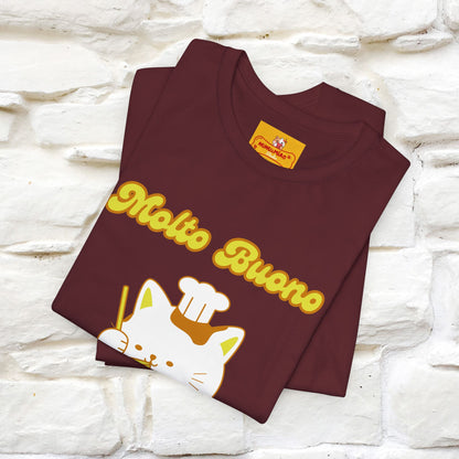 “Molto Buono Cat T-Shirt | Italian-Inspired Cat Shirt for Men & Women | 100% Cotton”