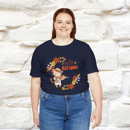 "Hello Autumn" Cat T-Shirt for Men & Women | 100% Cotton* | Cozy Fall Fashion - Nunu&Miao Studio